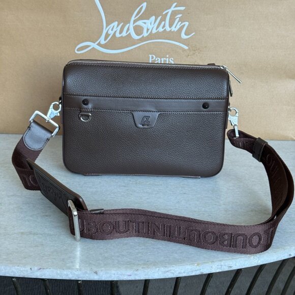 Christian Louboutin 3225098 Ruisbuddy Zipped Leather Crossbody Bag Cosme Brown - Picture 11 of 15